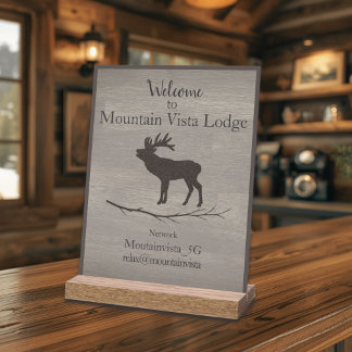 Panneau En Acrylique Personalized Mountain Lodge Guest WiFi Sign