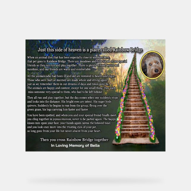 Panneau En Acrylique Personnalisable Rainbow Bridge Pet Memorial (Recto)