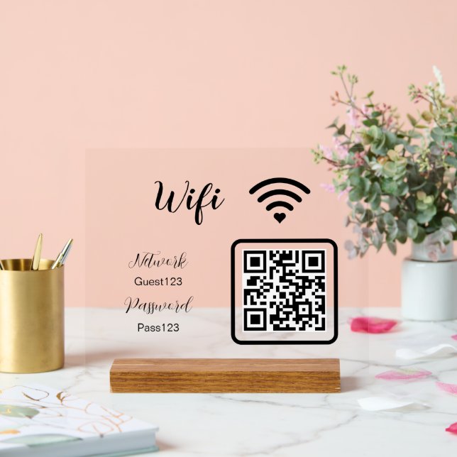 Panneau En Acrylique Personnalisé Le mot de passe Wifi pour les affaire (Mariage)