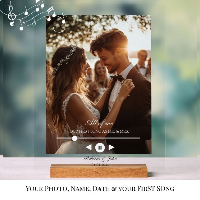 Panneau En Acrylique Personnalisé, Photo, Première Chanson, Signal Mari (Personalized, Photo, First Song, Wedding, Memory, Acyrly Sign for Couples /Newylweds.)