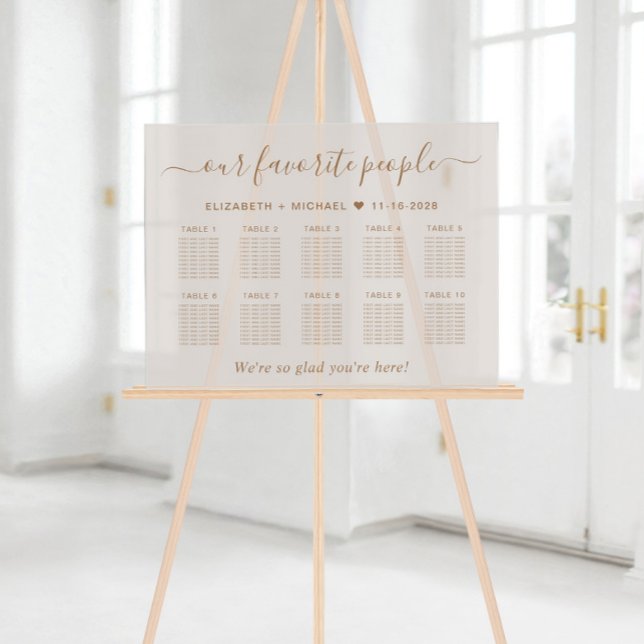 Panneau En Acrylique Personnes favorites 10 Table Taupe Mariage Siège (Créateur téléchargé)
