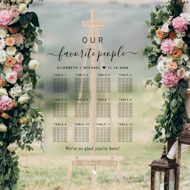 Panneau En Acrylique Personnes favorites 12 Mariage de table Siège (Créateur téléchargé)