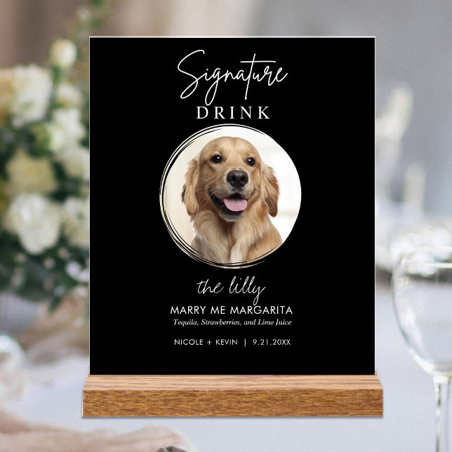 Panneau En Acrylique Pet Chien Mariage Signature Boissons Bar à cocktai (Créateur téléchargé)
