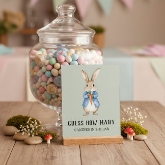 Panneau En Acrylique Peter Rabbit “Guess How Many” Baby Shower Game