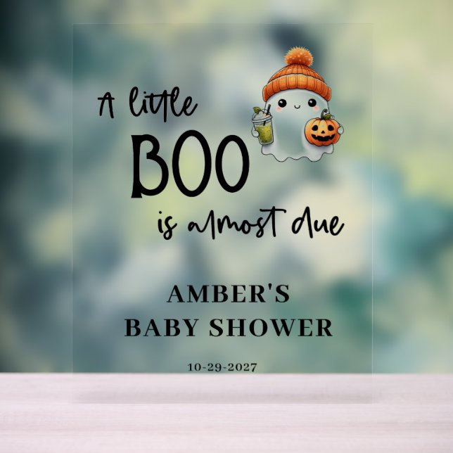 Panneau En Acrylique Petit Baby shower d'Halloween Boo Bienvenue (Neutre)