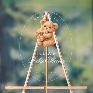 Panneau En Acrylique Petit ours en gingembre marron Baby Shower