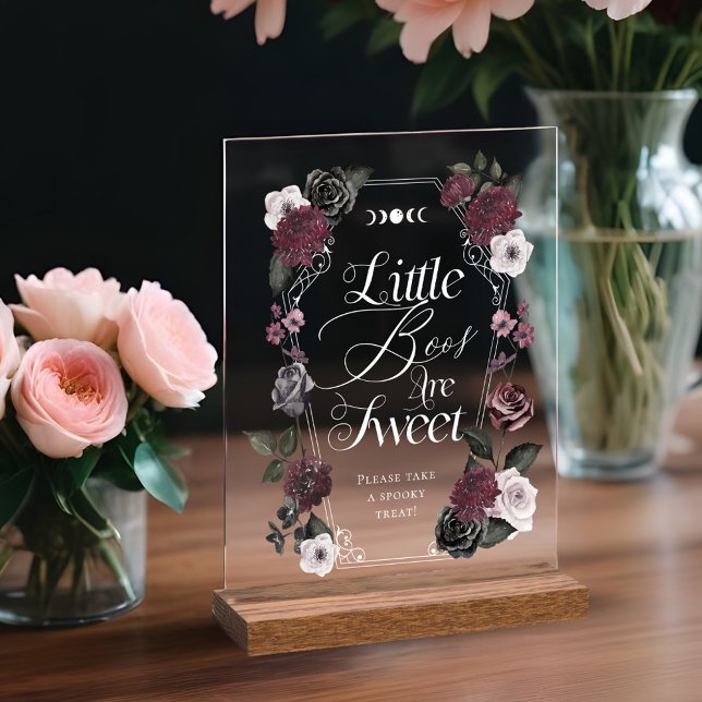 Panneau En Acrylique Petits Boos Sont Doux Éffrayant Florals Douche (Little Boos Are Sweet Spooky Gothic Florals Showe)