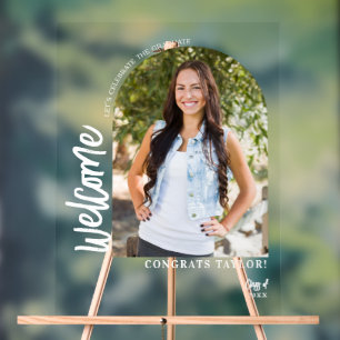 Panneau En Acrylique Photo Arc Moderne Elegant Grad Party Bienvenue