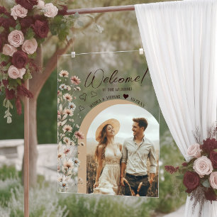 Panneau En Acrylique Photo Arche de Fleurs Sauvages Bohème Mariage Bien