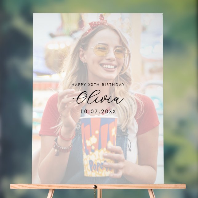 Panneau En Acrylique Photo Birthday Guest Signature (Neutre)