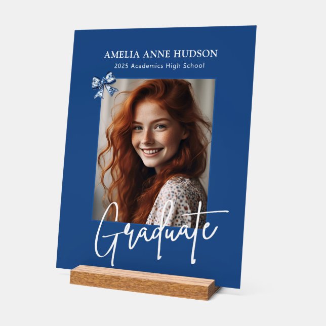 Panneau En Acrylique Photo Bleu et Blanc élégant (Angle)