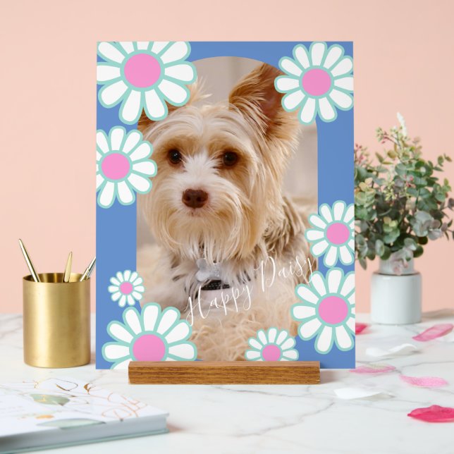 Panneau En Acrylique Photo bleu simple Daisy (Mariage)