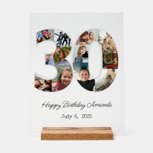 Panneau En Acrylique Photo Collage Numéro 30 - 30e anniversaire