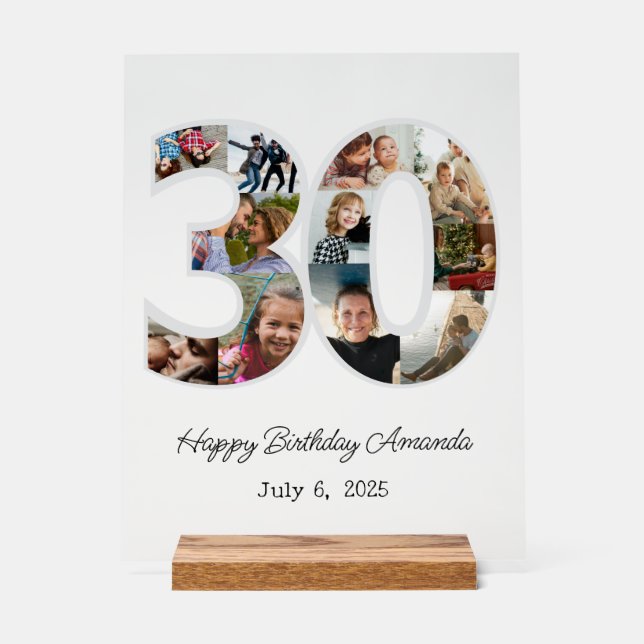 Panneau En Acrylique Photo Collage Numéro 30 - 30e anniversaire (Recto)