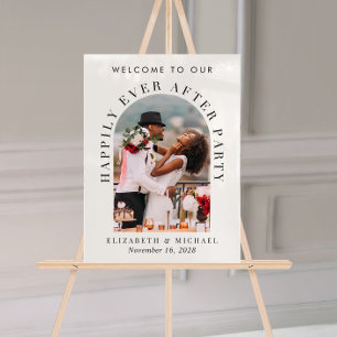 Panneau En Acrylique Photo d'Arche Élégante Réception de Mariage Blanc
