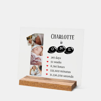 Panneau En Acrylique Photo de la première année du bébé Collage Numéro