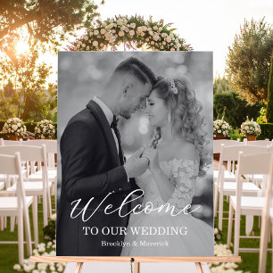 Panneau En Acrylique Photo de mariage moderne de bienvenue