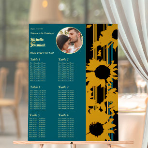 Panneau En Acrylique Photo de mariage moderne Tournesol Bleu sarcelle O