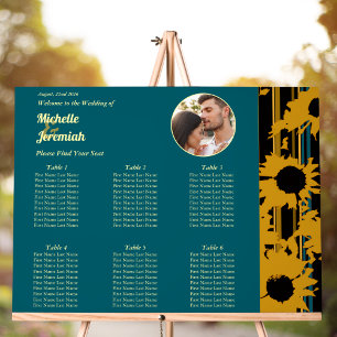 Panneau En Acrylique Photo de mariage moderne tournesol sarcelle bleu o