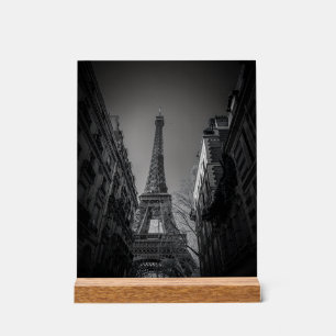 Panneau En Acrylique photo en noir et blanc de la tour eiffel