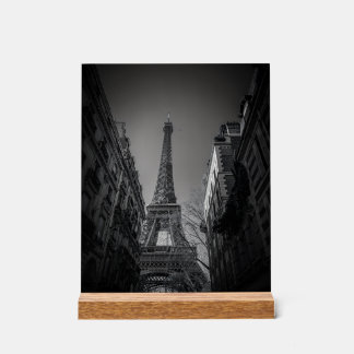 Panneau En Acrylique photo en noir et blanc de la tour eiffel