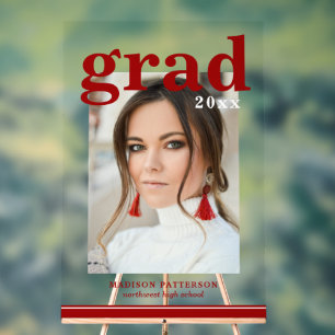 Panneau En Acrylique Photo Graduation Party Élégant Script moderne