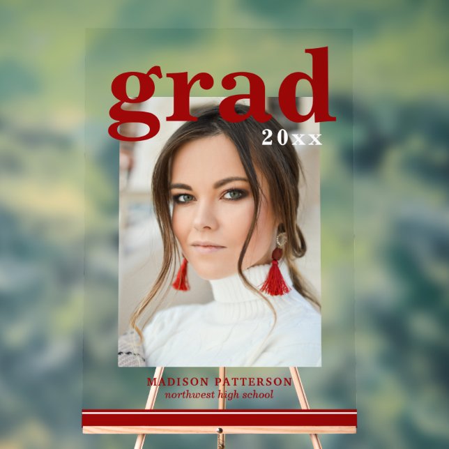 Panneau En Acrylique Photo Graduation Party Élégant Script moderne (Neutre)