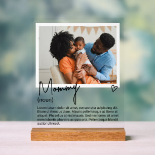 Panneau En Acrylique Photo maman et Noun personnalisée Description