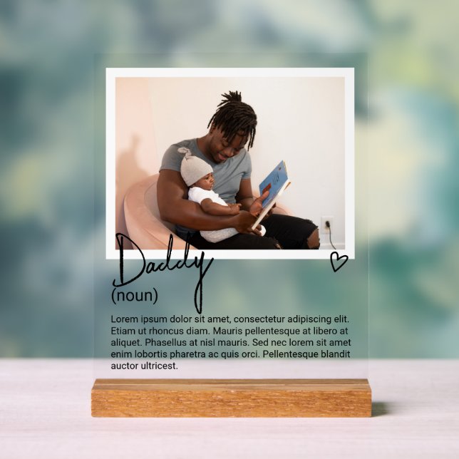 Panneau En Acrylique Photo papa et Noun personnalisée Description (Neutre)