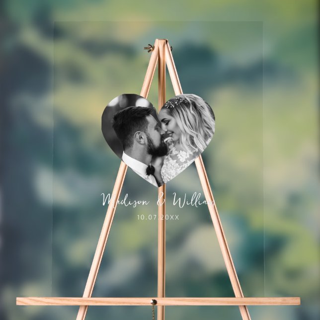 Panneau En Acrylique Photo Wedding Guest Signature Board Acrylic Sign (Neutre)
