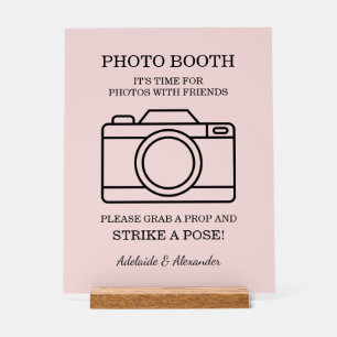 Panneau En Acrylique Photobooth de mariage avec appareil photo rose mod