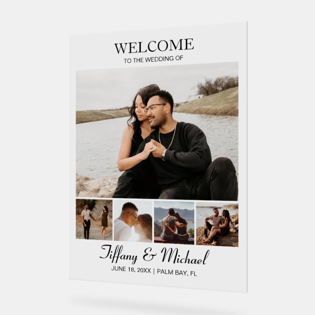 Panneau En Acrylique Photos de mariage personnalisées modernes (Angle)