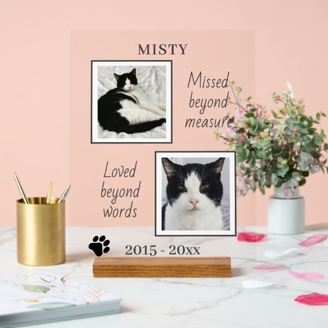 Panneau En Acrylique Photos Et Citations De Cat Pet Memorial (Mariage)