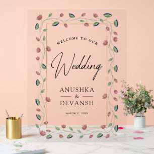Panneau En Acrylique Pichwai Bordure de Vigne de Lotus Mariage Indien d