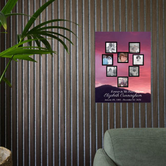 Panneau En Acrylique Pink Clouds at Sunset Photo Collage Heart