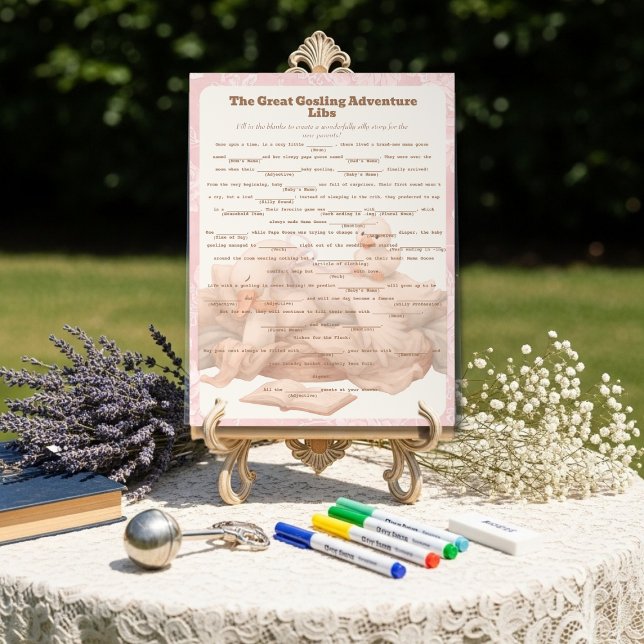 Panneau En Acrylique Pink Goose Libs Baby Shower Group game (Pink Goose Libs Baby Shower Group game Acrylic Sign)