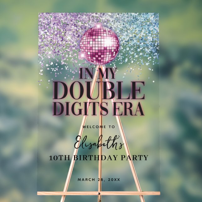 Panneau En Acrylique Pink Purple Disco Double Chiffres Anniversaire Bie (Neutre)