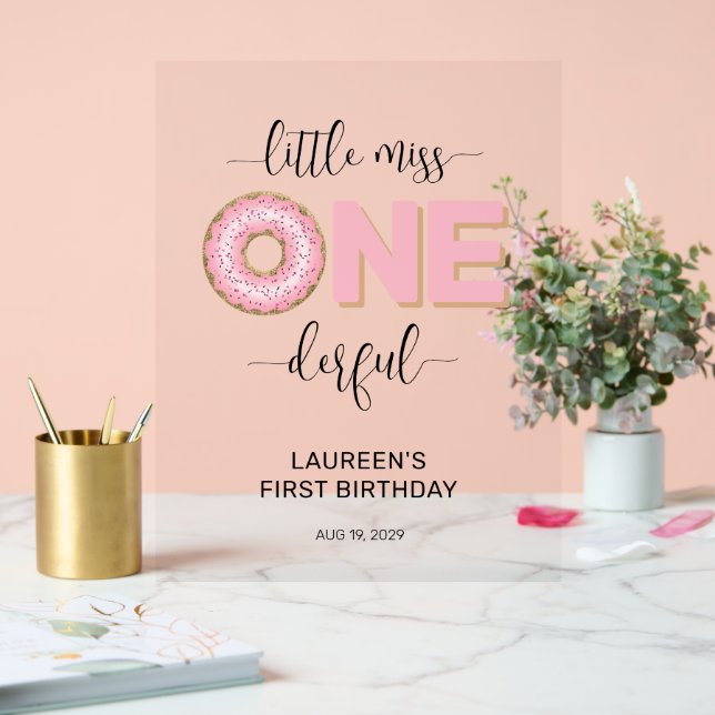 Panneau En Acrylique Pink Sweet Little MIss 1st Birthday (Mariage)