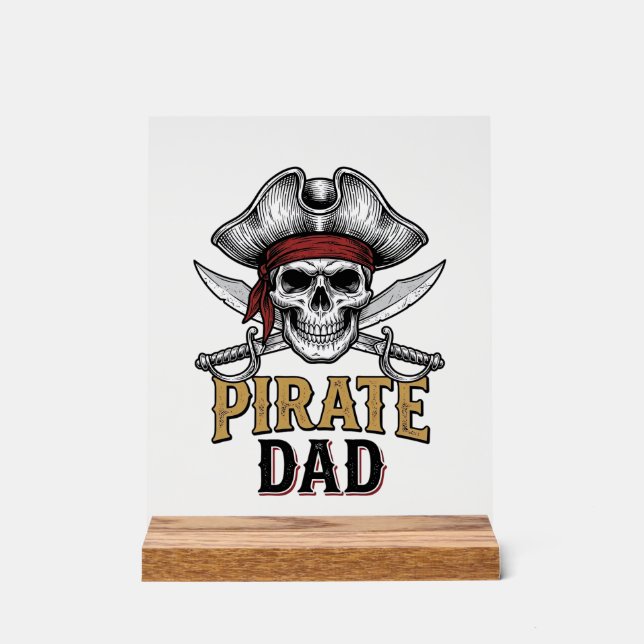 Panneau En Acrylique Pirate Dad Skull Sword Vintage Engraving Shirt_1 (Recto)