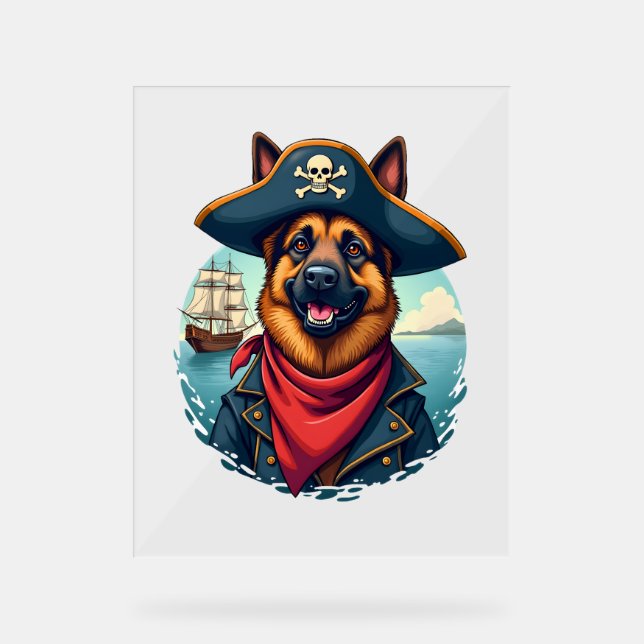 Panneau En Acrylique Pirate de chien berger allemand (Recto)