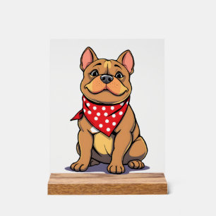 Panneau En Acrylique Pitbull Bouledogue mignon avec bandana Amoureux de