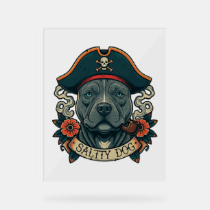 Panneau En Acrylique Pitbull de chien salé