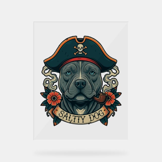 Panneau En Acrylique Pitbull de chien salé (Recto)