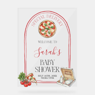 Panneau En Acrylique Pizza Livraison Spéciale Baby Shower Bienvenue