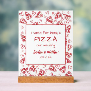 Panneau En Acrylique Pizza mariage Après La Fête Rouge Italien Main Tir