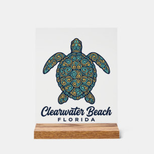 Panneau En Acrylique Plage de Clearwater Floride Tortue de mer Concepti