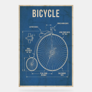 Panneau En Acrylique Plan de bicyclette Penny Farthing Art mural vintag