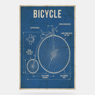 Panneau En Acrylique Plan de bicyclette Penny Farthing Art mural vintag