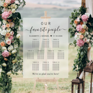 Panneau En Acrylique Plan de table de mariage 10 tables en verre dépoli