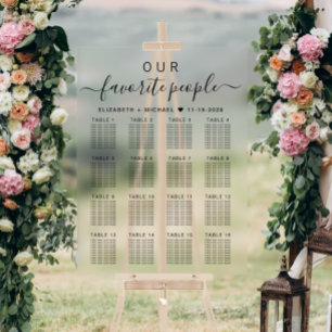 Panneau En Acrylique Plan de table de mariage 16 personnes
